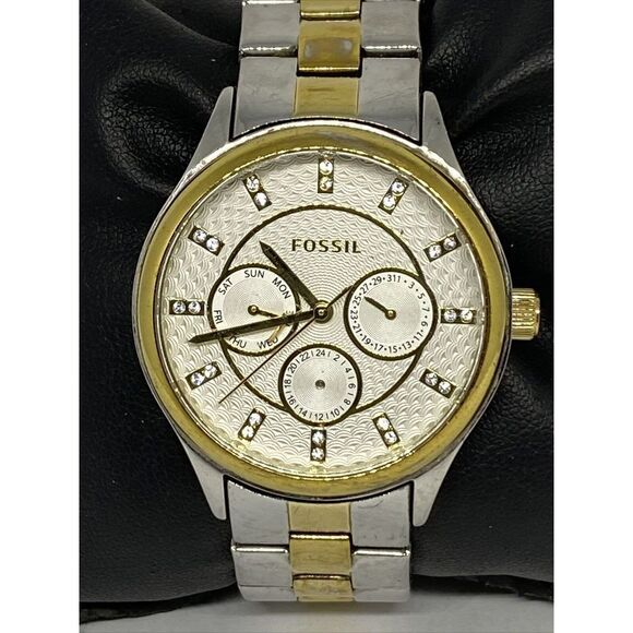 Fossil BQ1564 Unisex Two Tone Stainless Steel Analog Silver Dial Watch XX523 - Picture 2 of 12